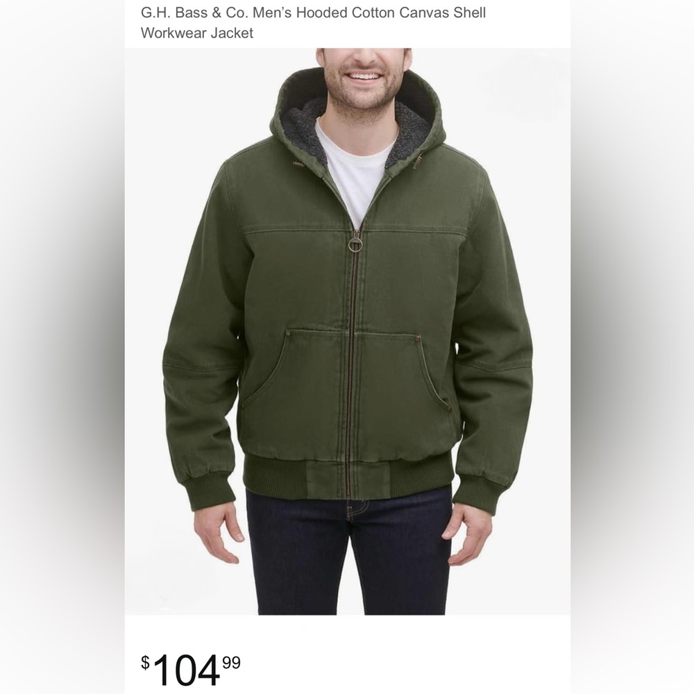 G.H. Bass & Co. Men’s Hooded Cotton Canvas Shell Workwear Jacket